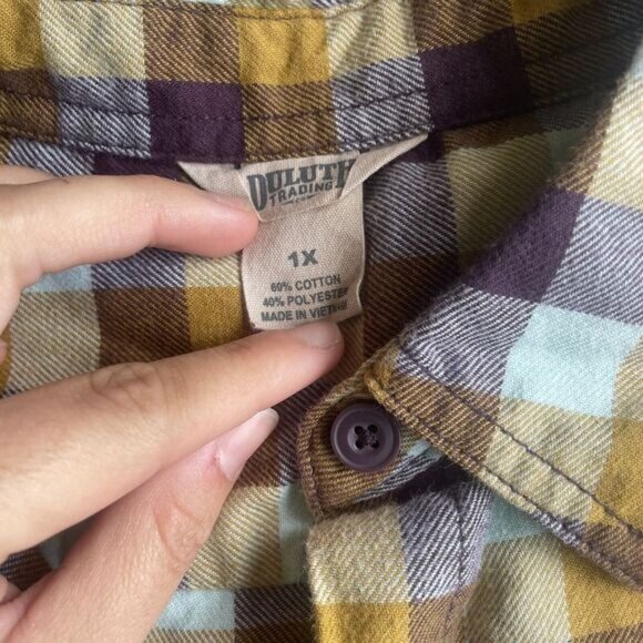 Duluth Trading Co Women's Free Swingin' Flannel Shirt 1X Plus - Picture 2 of 6